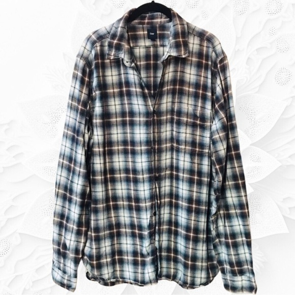 Gap Blue/Grey Plaid Flannel Size Large - Picture 1 of 2